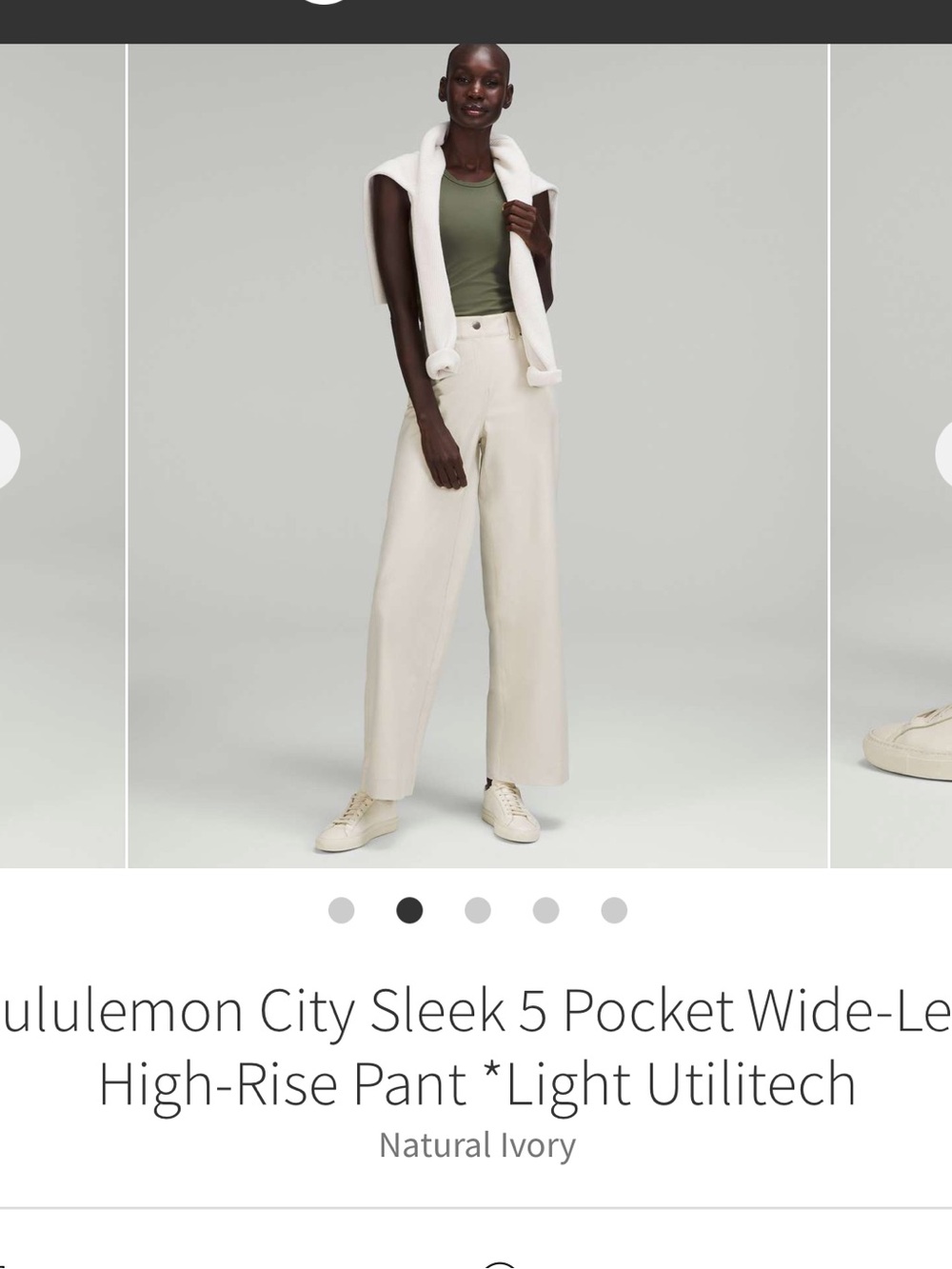 lululemon City Sleek 5-Pocket Wide-Leg High-Rise Pant - Natural Ivory